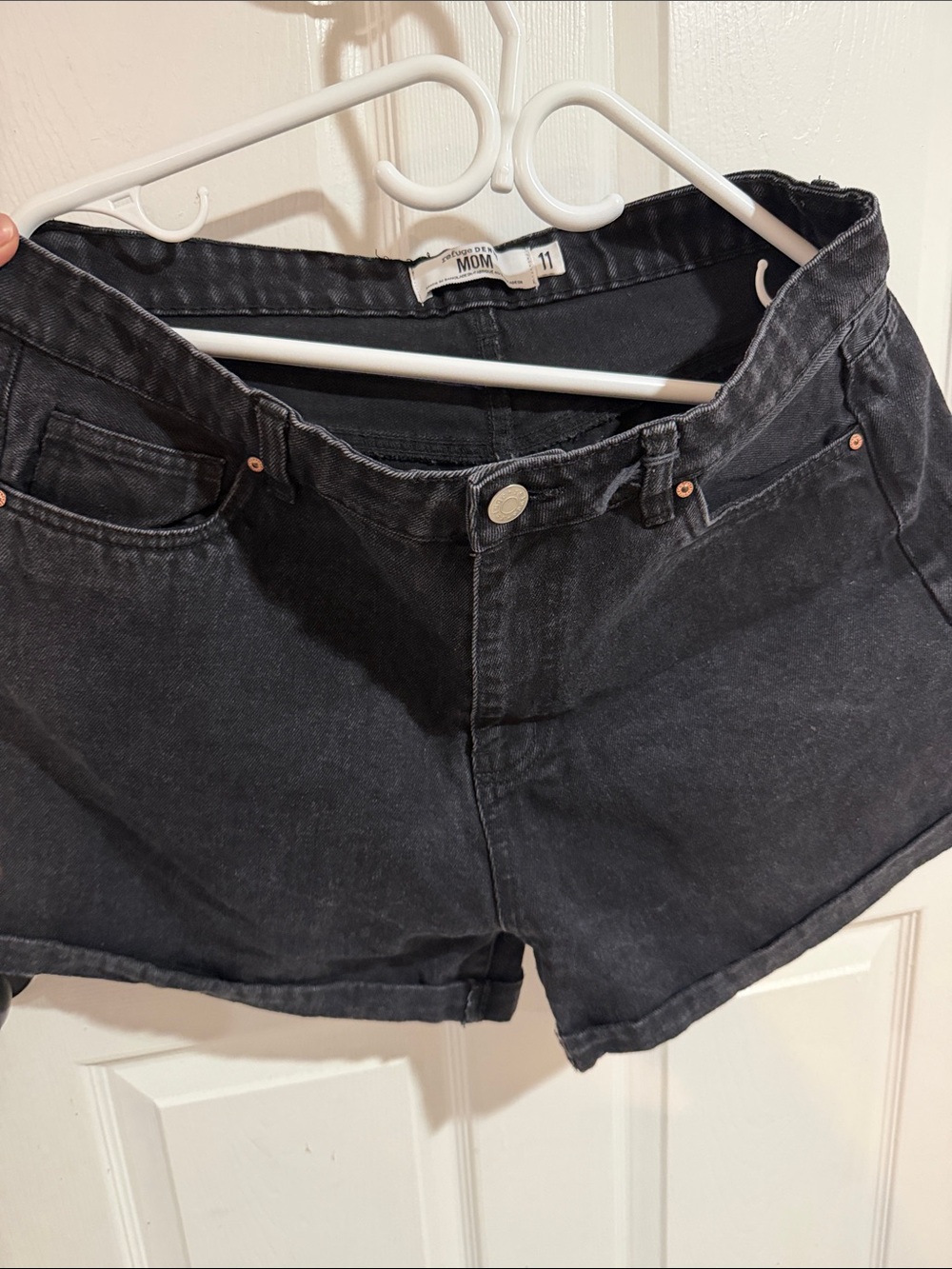 High-Rise Black Denim Shorts - Size 11